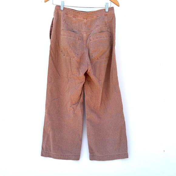 Free People Clean Mod Utility Crop Pants Mauve 4 Cotton Wide Leg High Waisted - Picture 3 of 8